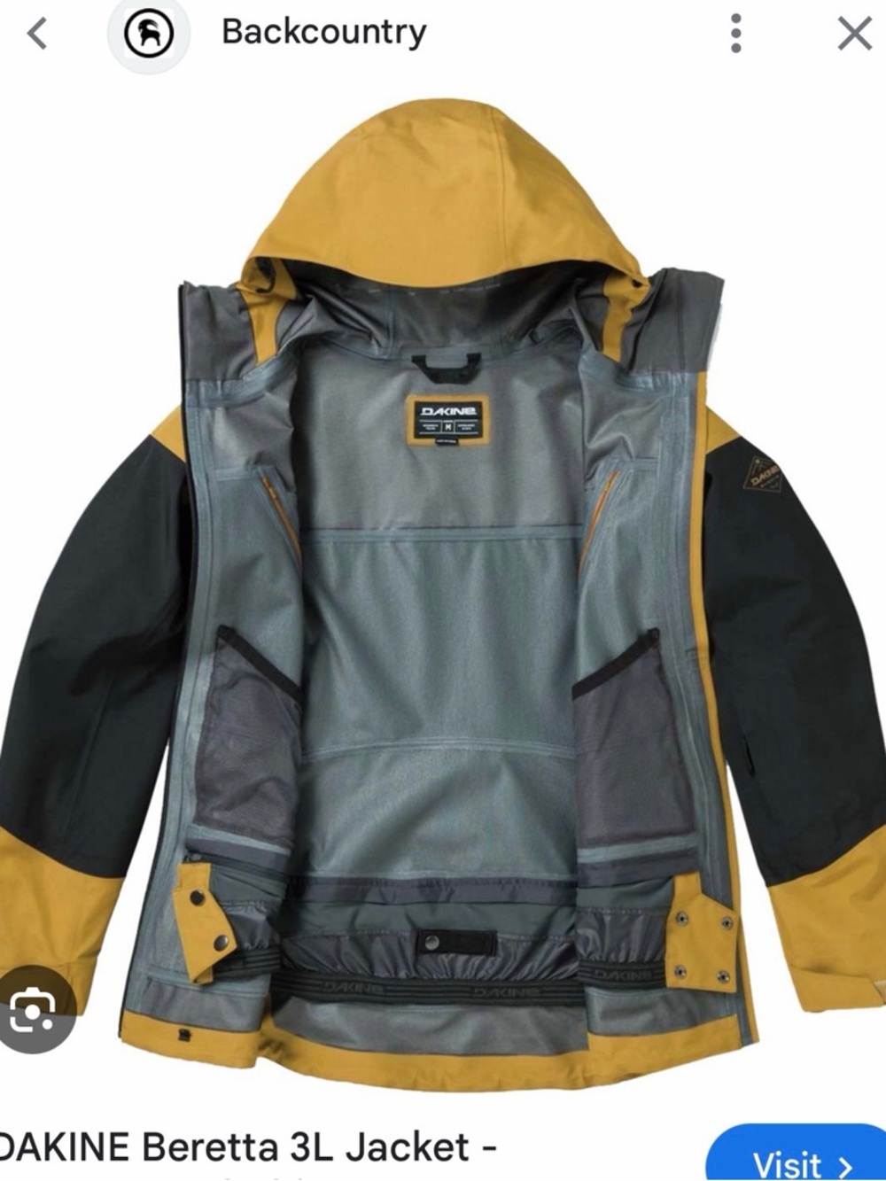 Dakine Baretta Gortex 3L snowboarding jacket shell